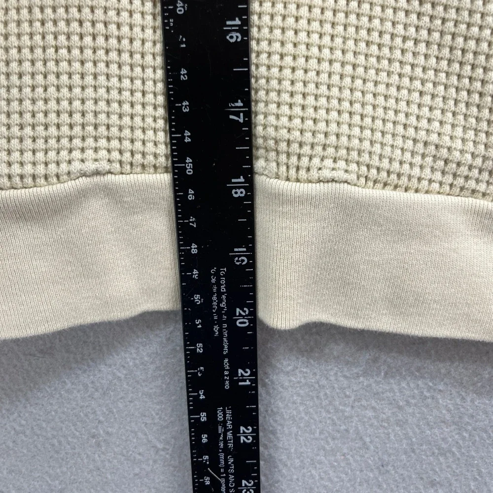 J Crew Waffle Knit Pullover Mens Medium Ivory Cotton Thermal Crewneck Sweater